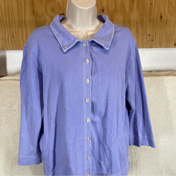 Vintage 90s Fresh Produce Lavender Purple Dyed Cropped Cardigan Size large - Picture 5 of 9